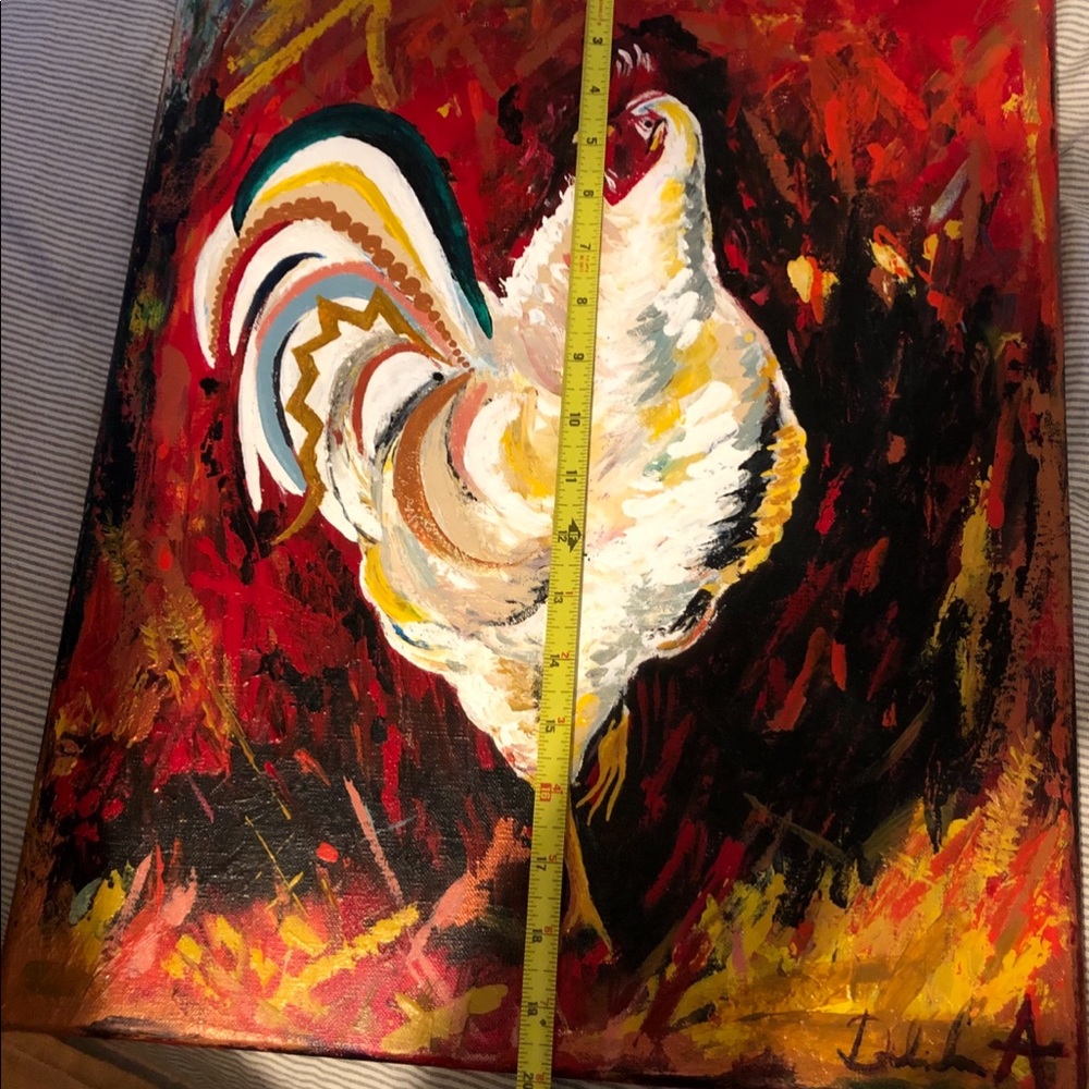 Really cool Rooster painting! Real paint/Not print - Picture 4 of 4